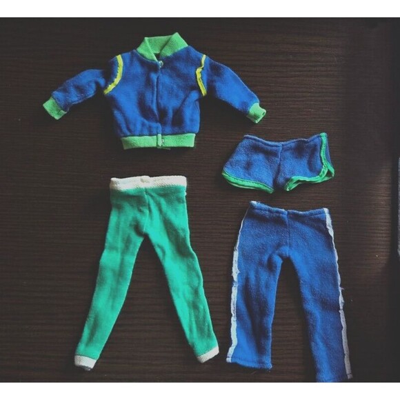 Vintage 1980s Barbie Ken? Clone Mod? Fashion Doll Clothes 4pc Lot Sweats Workout - Picture 3 of 16